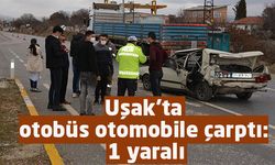 Uşak’ta otobüs otomobile çarptı: 1 yaralı