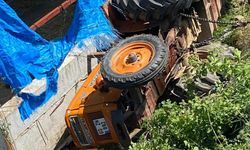 Şarampole traktör devrildi: 2 yaralı