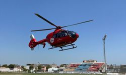 Aydın'da ambulans helikopter yangında yaralanan çocuk için havalandı