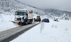 Afyonkarahisar'da kar yağışının ardından kar temizleme ve tuzlama çalışmaları yapılıyor