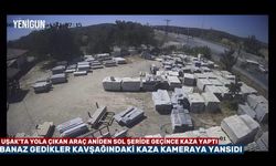 Uşak'ın Banaz ilçesine bağlı Gedikler köyü kavşağındaki kaza an ve an güvenlik kamerasına yansıdı