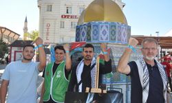 Kütahya'da Küresel Sumud Filosu'na "mavi kurdeleli" destek !