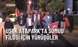 Uşak'ta Atapark'ın çevresinde Sumud Filosu için yürüdüler