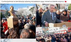 Uşak Belediye Başkanı Özkan Yalım, İsmet İnönü büstünün açılışını yaptı