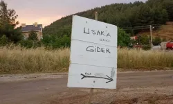 Uşak'tan Karaağaç'a giden yolun bir an önce bitmesini istediler! Yön tabelasını kendileri dikti!