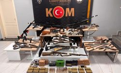Uşak'ta yapılan operasyonda 1 işyeri ve evden adeta cephanelik çıktı!