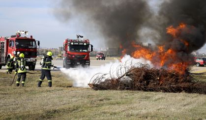 Uşak'ta kaza kırım ve yangın tatbikatı