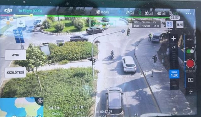 Dron destekli kırmızı ışık ihlali denetimi yapıldı