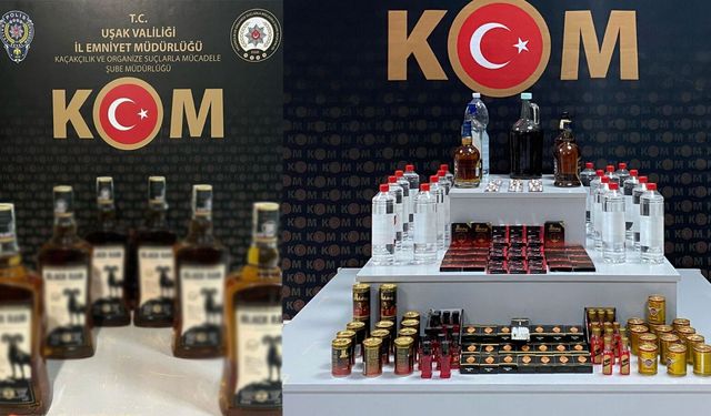 Uşak'ta kaçak içki ve cinsel içerikli gıda operasyonu