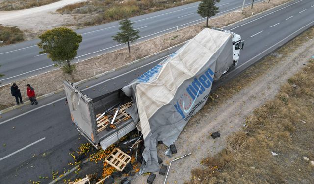 Bolvadin'de 20 ton mandalina yola saçıldı