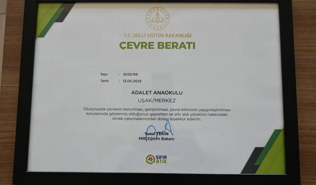 Uşak Adalet Anaokulu birinci oldu