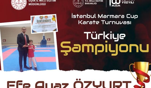 Uşak Gazi Mustafa Kemal Atatürk İlkokulu'ndan Efe Ayaz Türkiye birincisi oldu