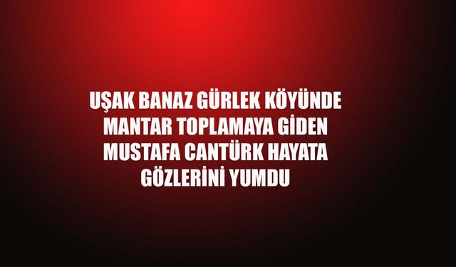 Uşak Banaz Gürlek köyünden Mustafa Cantürk mantar toplarken hayatını kaybetti