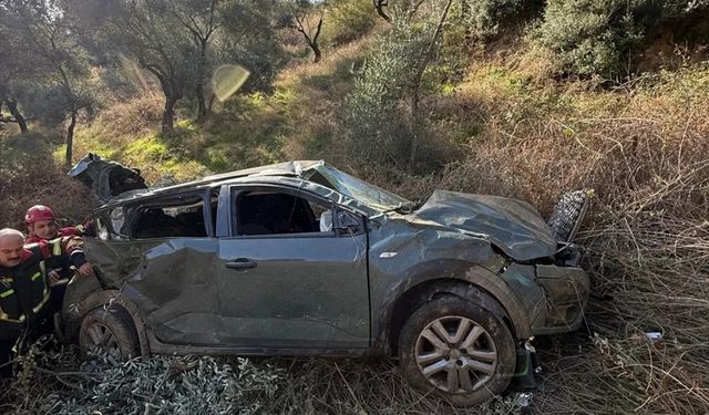 Aydın'da otomobil uçuruma yuvarlandı, sürücü yaralandı!