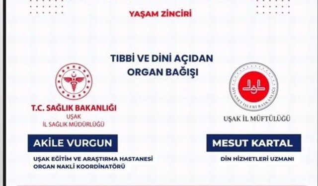 Uşak Üniversitesi’nde ‘Tıbbi ve Dini Açıdan Organ Bağışı’ konulu konferans yapılacak
