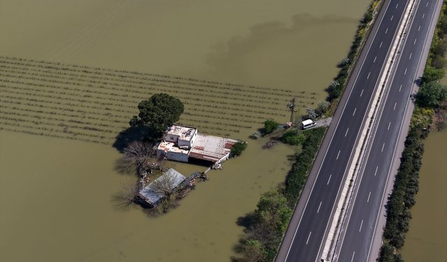 Gediz Nehri'nin taşması sonucu bölge yine sular altında kaldı