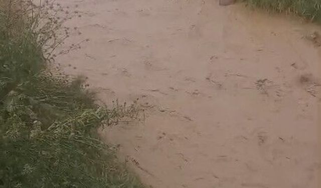 Uşak'ta taş ve toprakla doldurulan dere yatağı ağzına kadar suyla doldu!