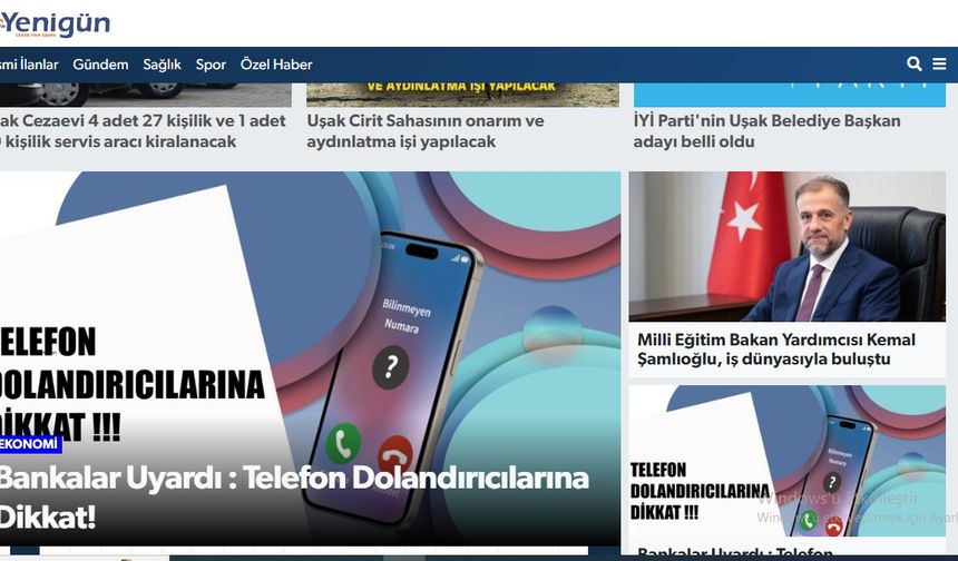 Yenigün'e başlarken dünkü Uşak Haber özeti!