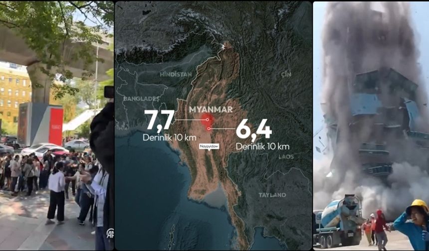 Myanmar'da 7,7 ve 6,4 büyüklüğünde iki deprem