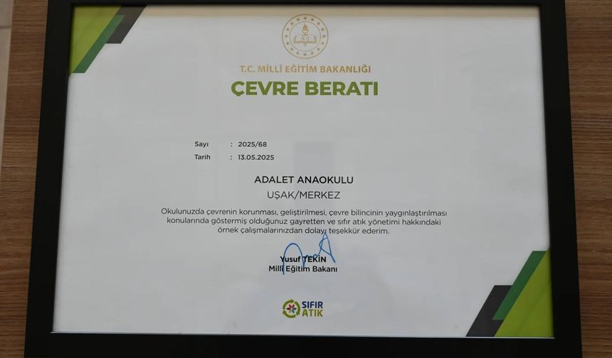 Uşak Adalet Anaokulu birinci oldu