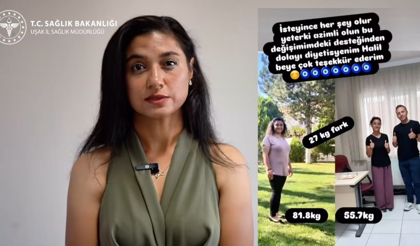 Uşak'ın Eşme ilçesinde yaşayan Sevil Savaş, 8 ayda 30 kilo vererek örnek oldu