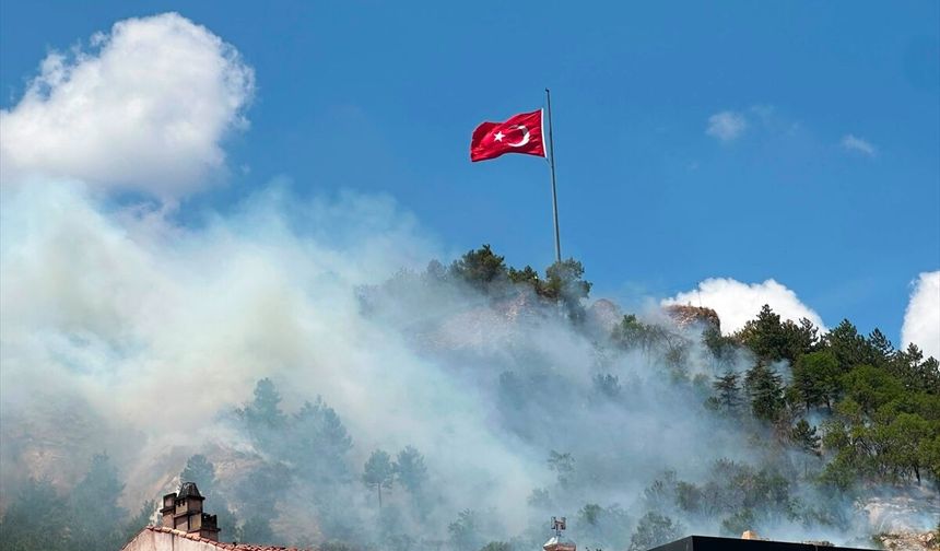 Kütahya Kalesi'nin bulunduğu bölgede yangın çıktı