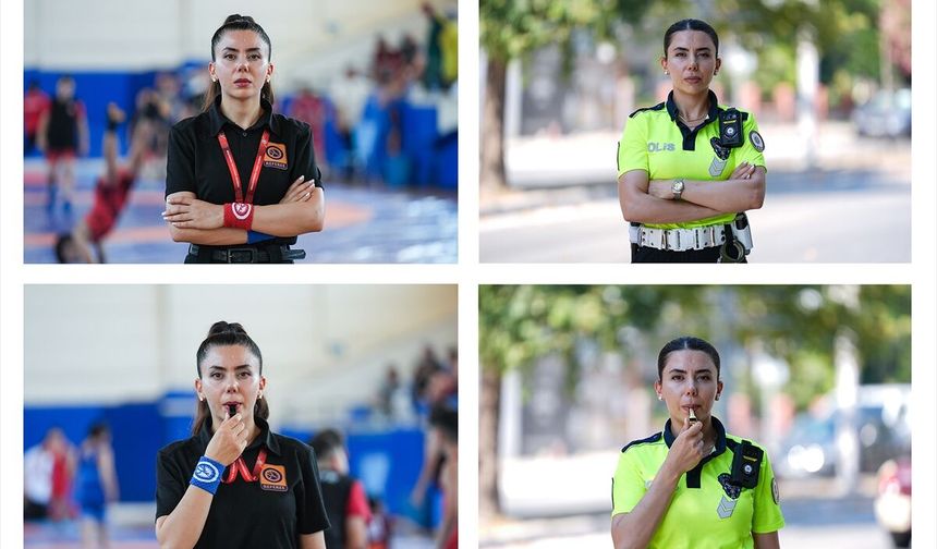 Duygu Akbulut, trafik ve minderde kurallara uyulması için düdük çalıyor