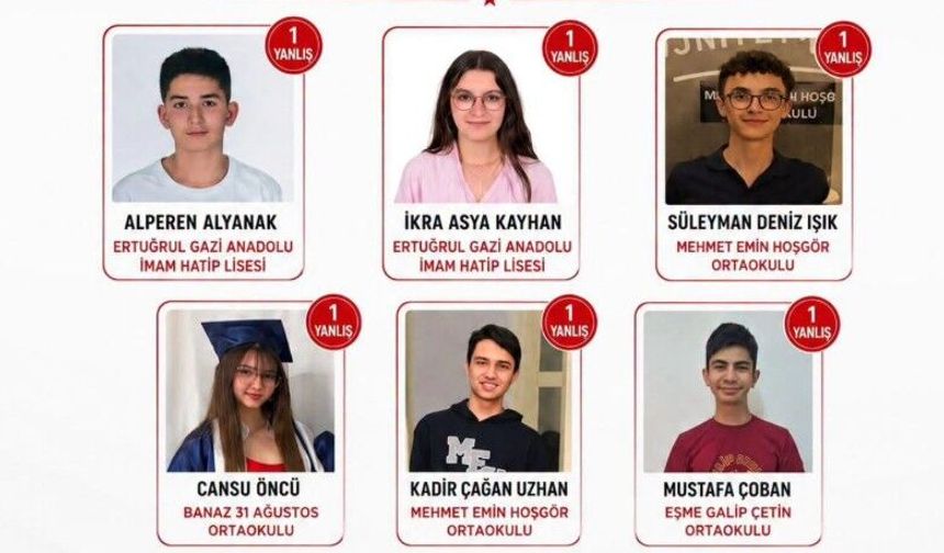 Uşak'taki 6 öğrenci, LGS birinciliğini 1 yanlışla kaçırdılar!