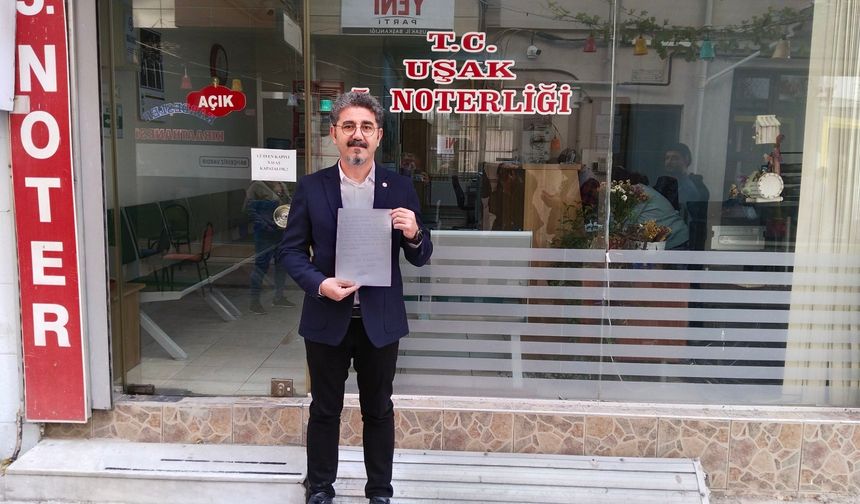 Yeni Parti Uşak İl Başkan Adayı Koray Akgün, vekillik veya belediye başkanlığına aday olmayacağını noterde tescilledi